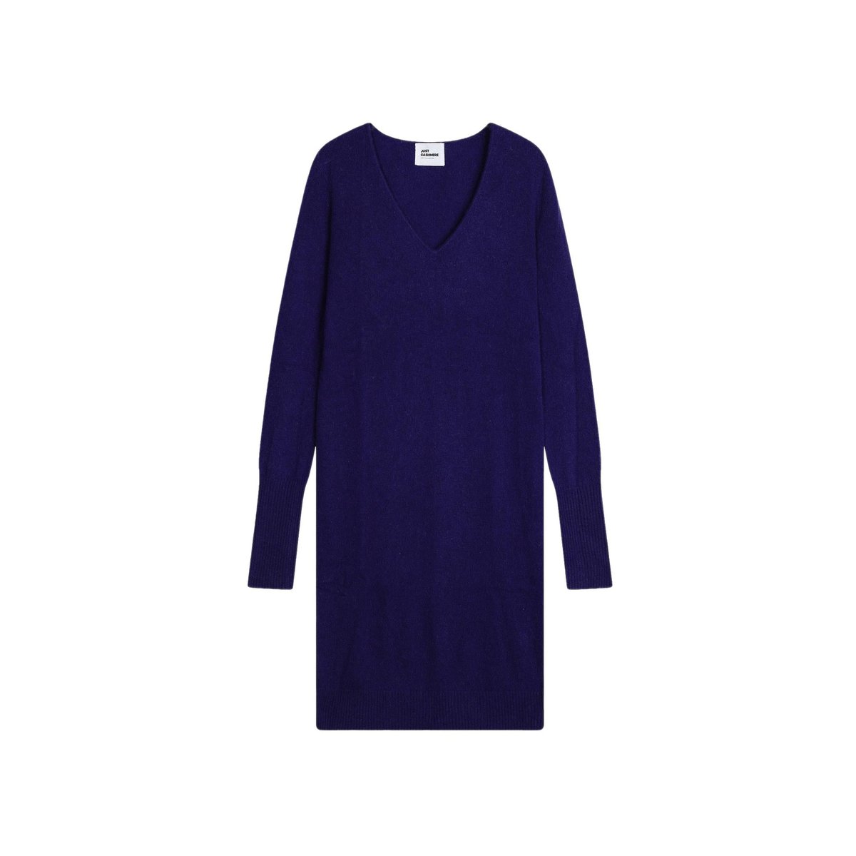 Robe Col V Purple Tracy violet foncé, JUST CASHMERE