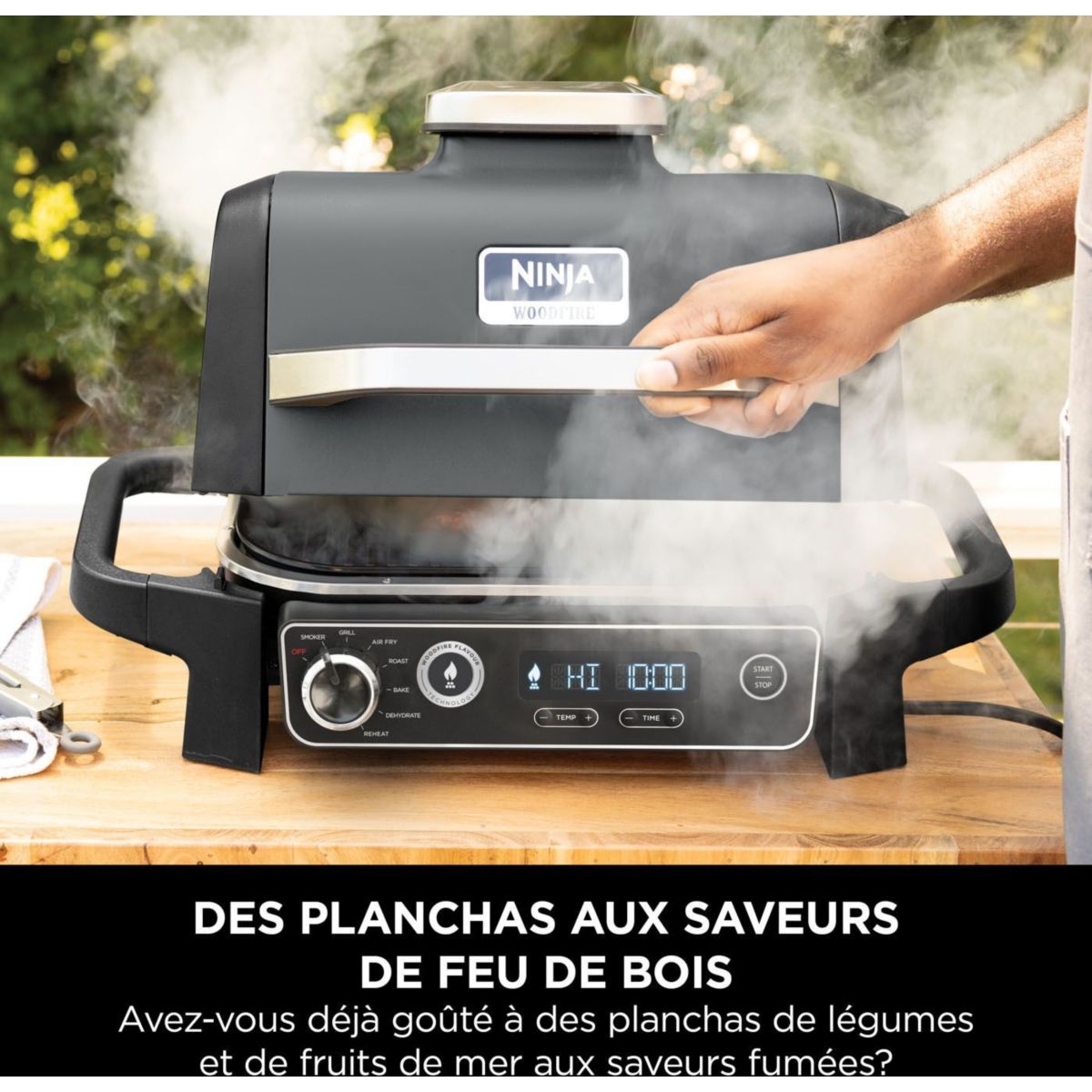 Barbecue électrique Woodfire OG701EU à poser, 33x28 cm noir, NINJA