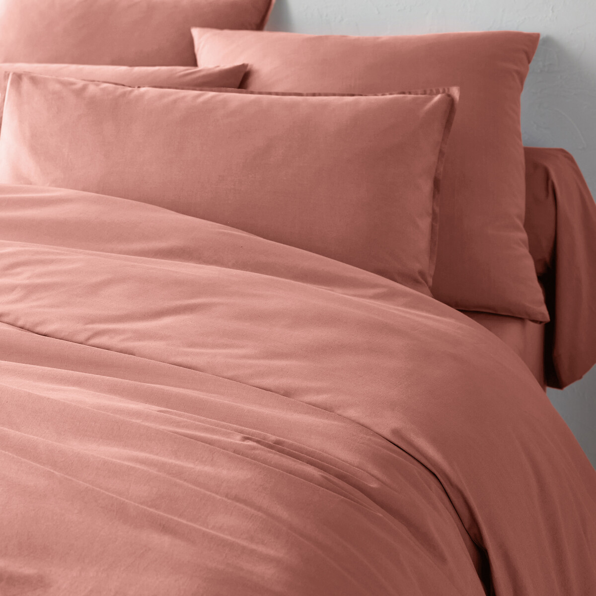 Housse de couette unie percale coton bio Scenario bois de rose, LA REDOUTE INTERIEURS