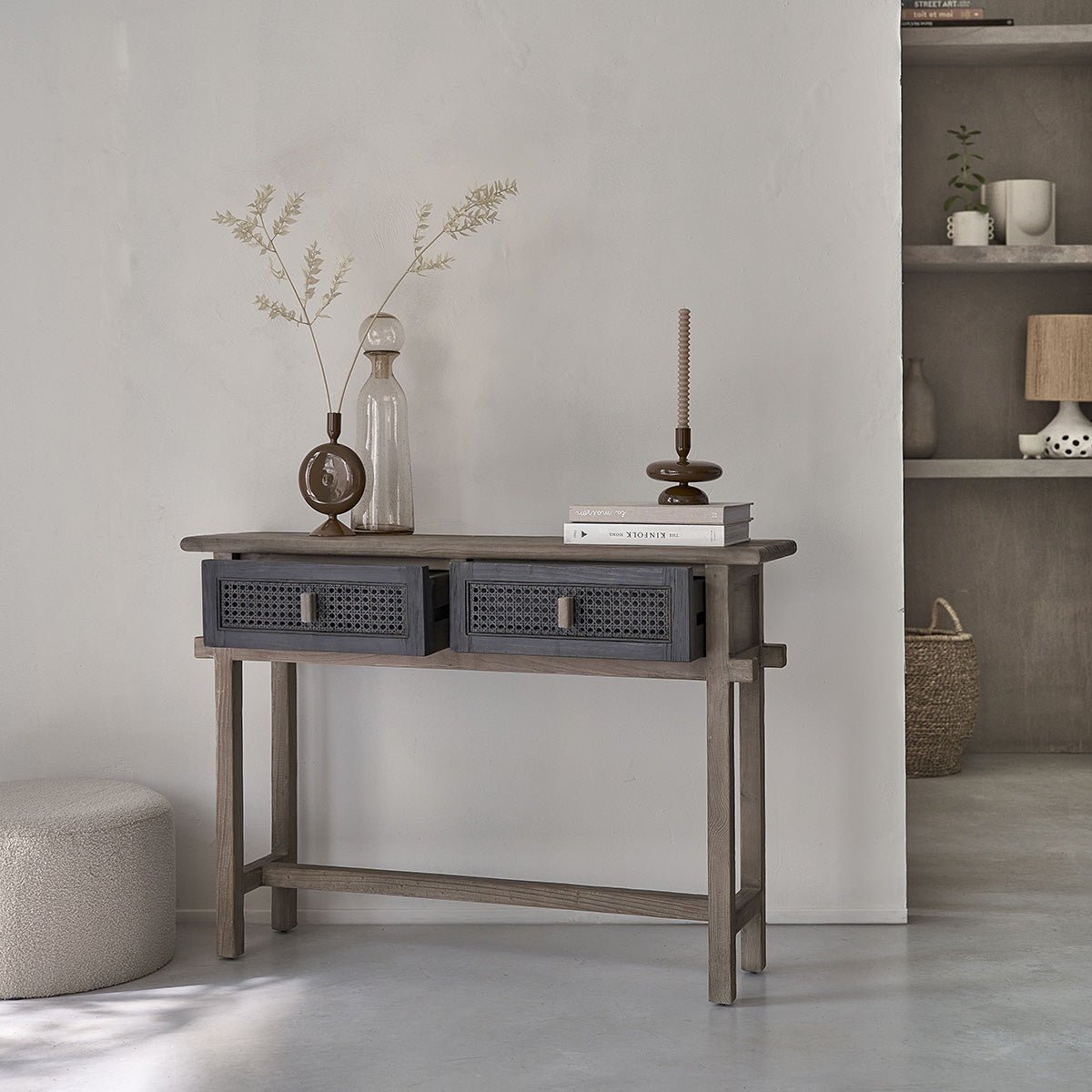 Console en bois recyclé massif 110 cm JUNKO gris, BERAH GETAH
