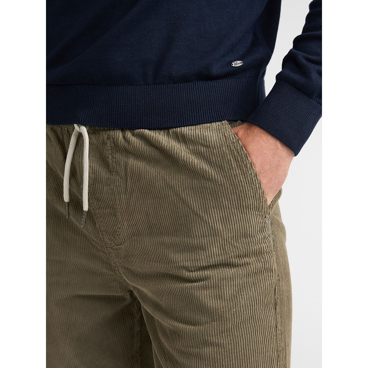 Pantalon droit en velours côtelé vert marron, PETROL INDUSTRIES