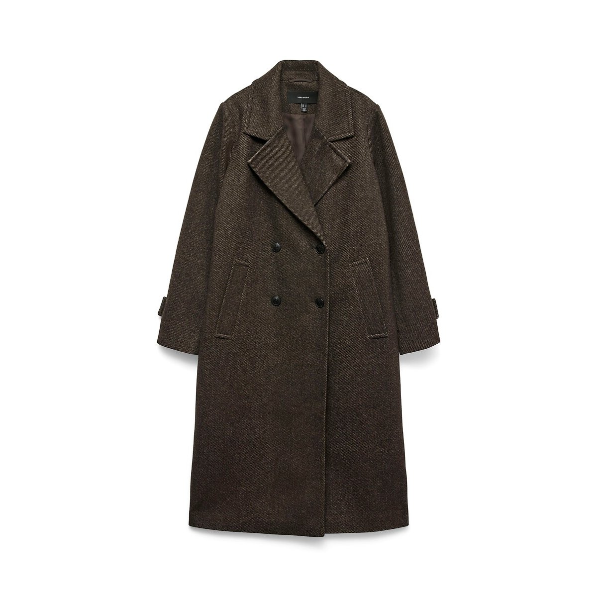 Manteau long col tailleur marron chocolat, VERO MODA