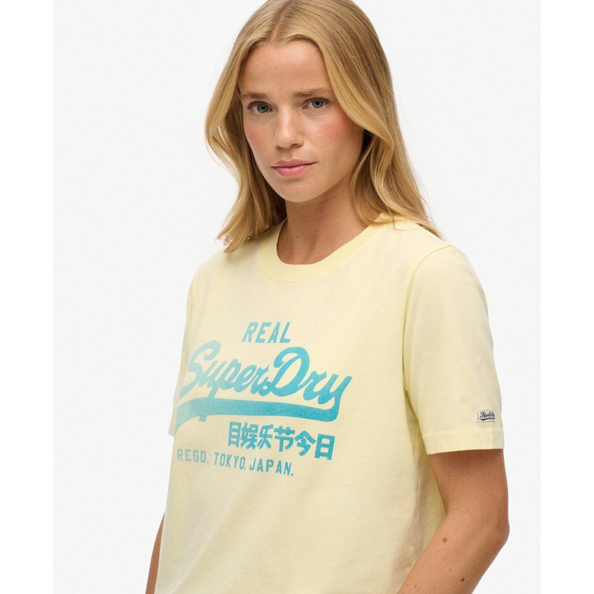 T-shirt délavé Vintage Logo jaune vanille française, SUPERDRY
