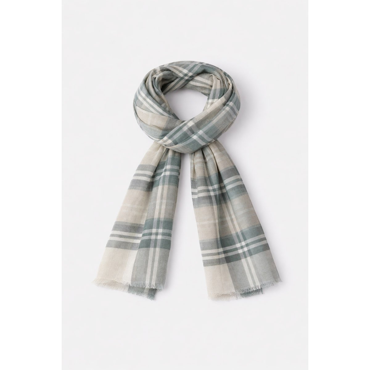 Foulard carreaux en lin et coton silver pine, ARMOR-LUX
