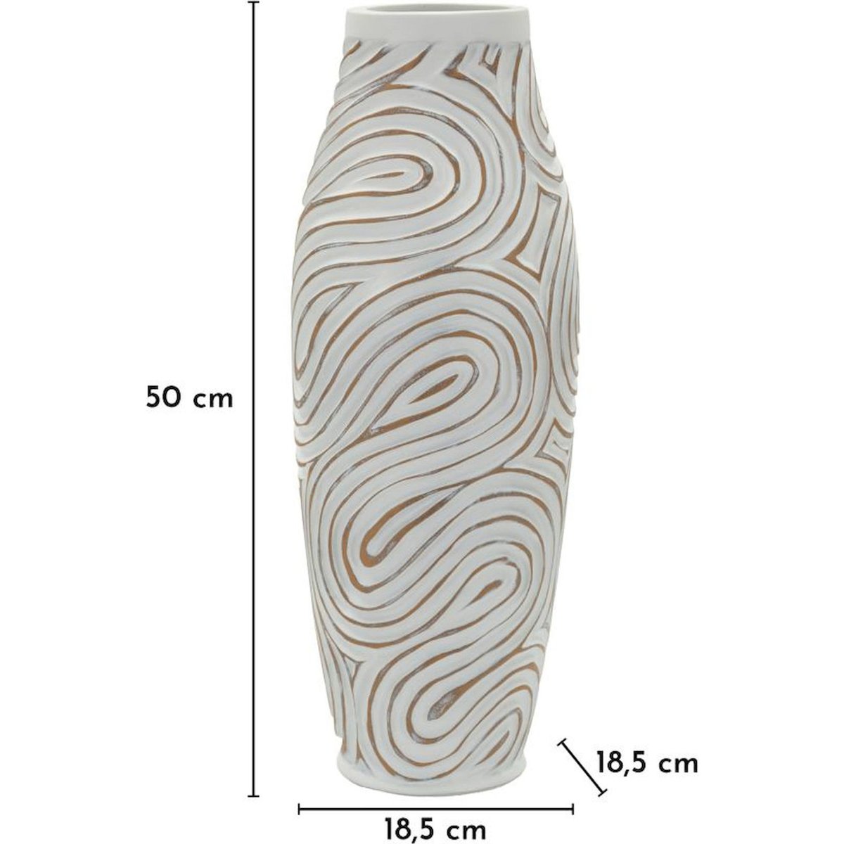 Vase haut relief spiralé sculptural MODERN blanc patiné, RECOLLECTION