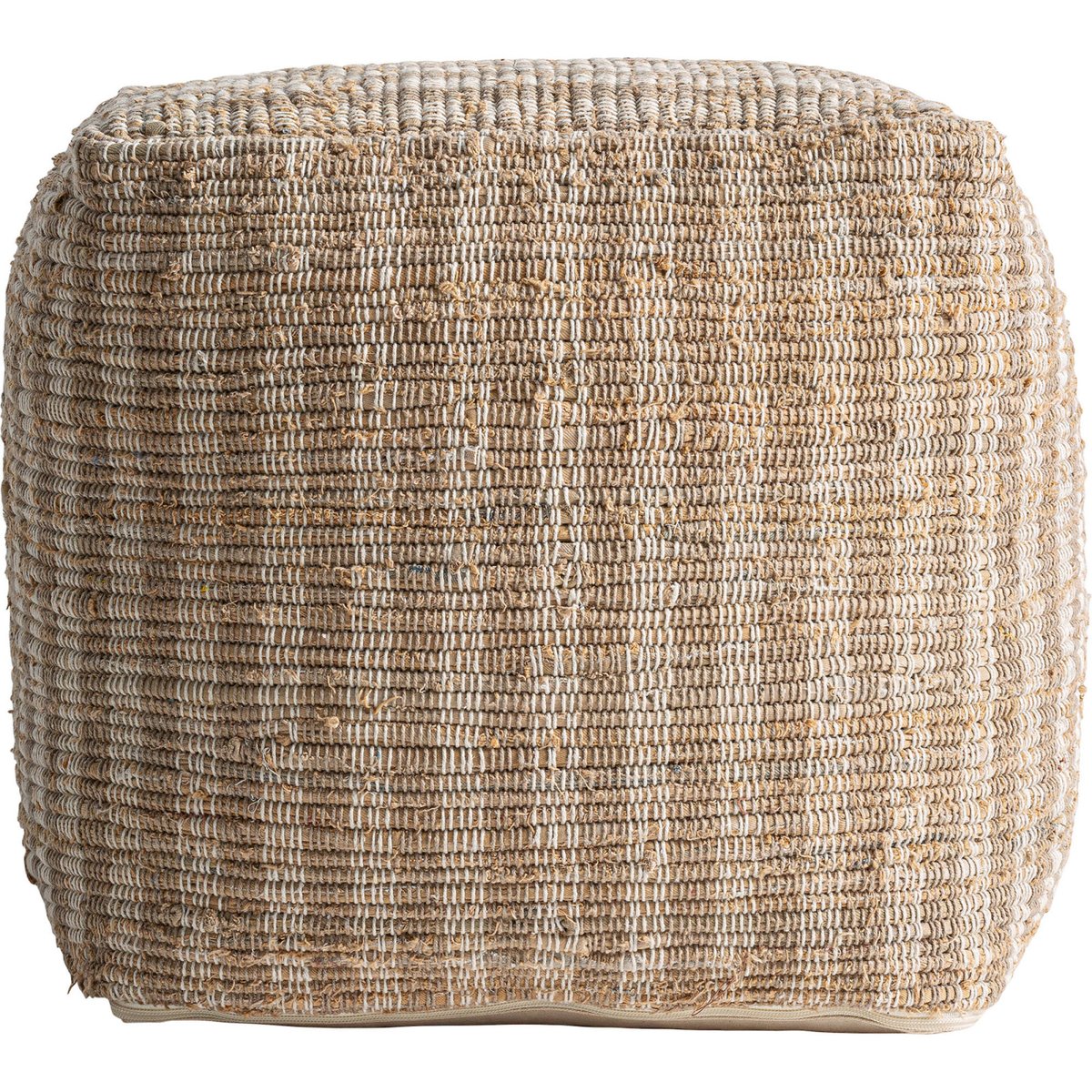 Pouf carré en coton beige, RECOLLECTION