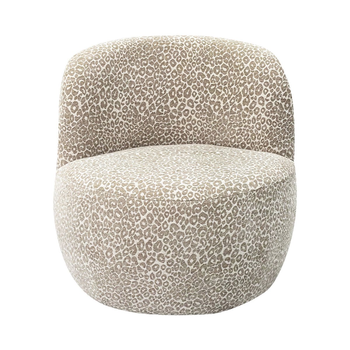 Fauteuil rond en tissu imprimé léopard- MO beige, DRAWER