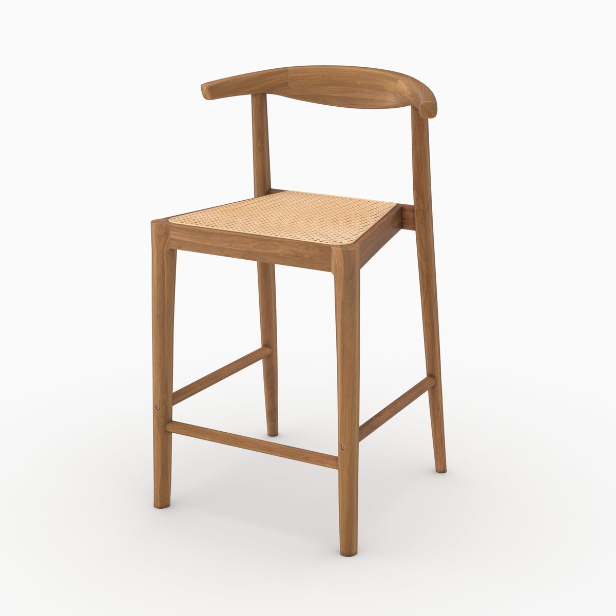 Lot de 2 chaises pour îlot central en bois de teck vernis et cannage - ALIA marron, MAISON PAVANE