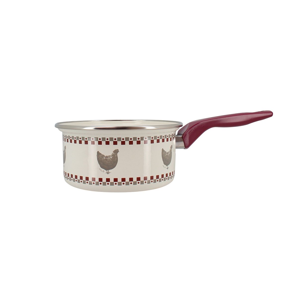 Casserole en acier émaillé, GALLINA beige et rouge, MENASTYL