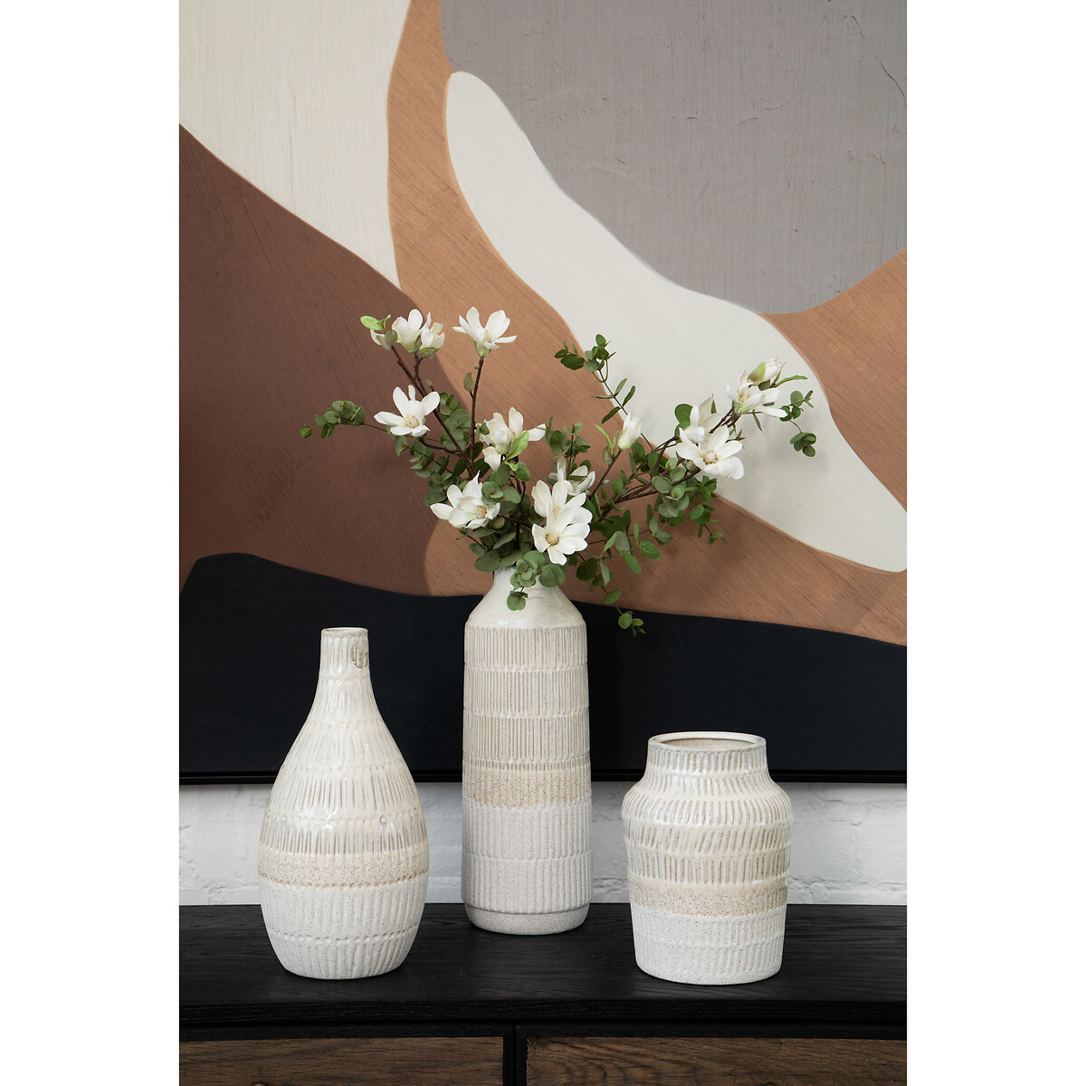 143 x 103cm Neutral Abstract Canvas Wall Art grey, SO'HOME