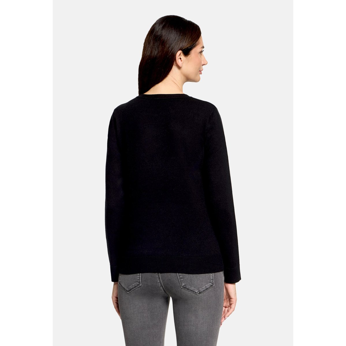 Pull-over en maille basique à encolure ronde noir, BETTY BARCLAY