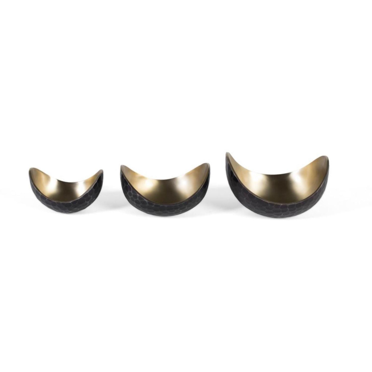 Lot de 3 bols Aluminium Or or, DECORATION D’AUTREFOIS