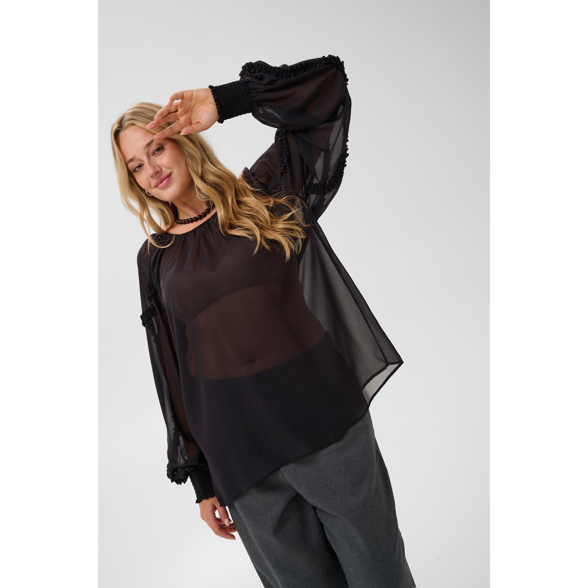 Blouse à manches longues noir black, KAFFE CURVE
