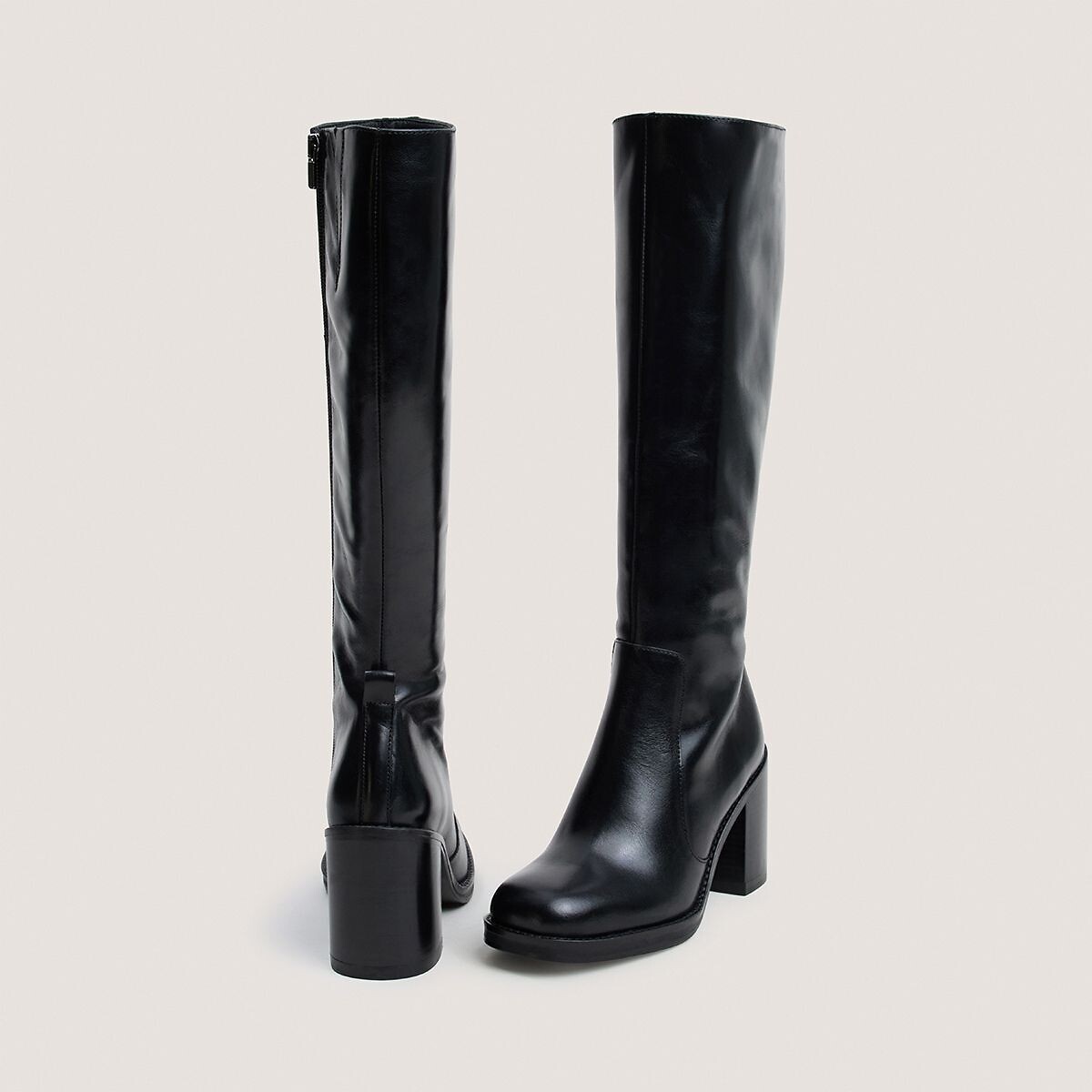 Bottes en cuir à talons, Bretzel bis noir, JONAK