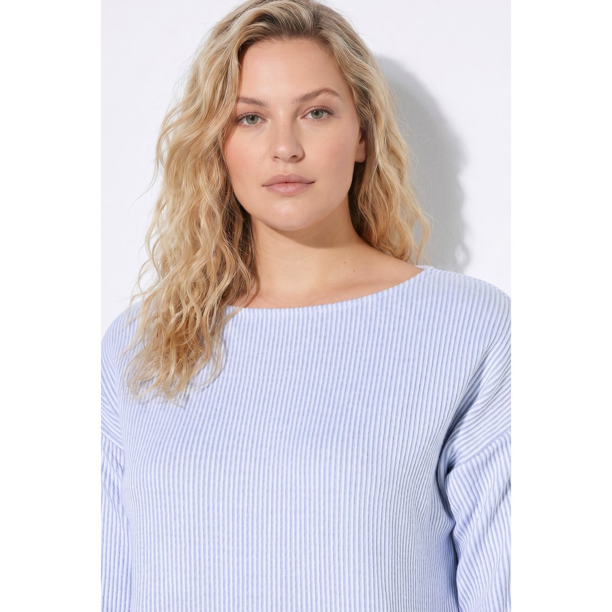 Sweat-shirt à rayures bleu clair, ULLA POPKEN
