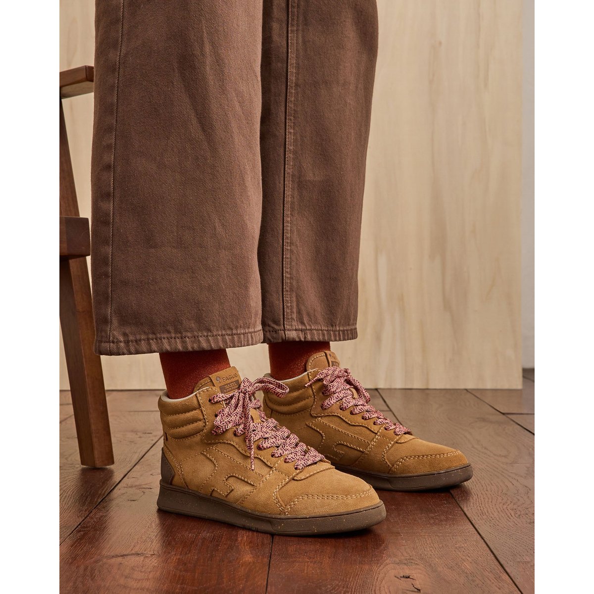 Baskets cuir HAZEL MID camel, FAGUO