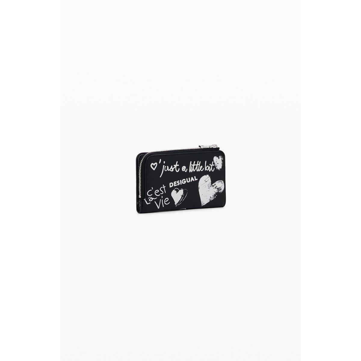 Porte-monnaie effet cuir graffiti moyen noir, DESIGUAL