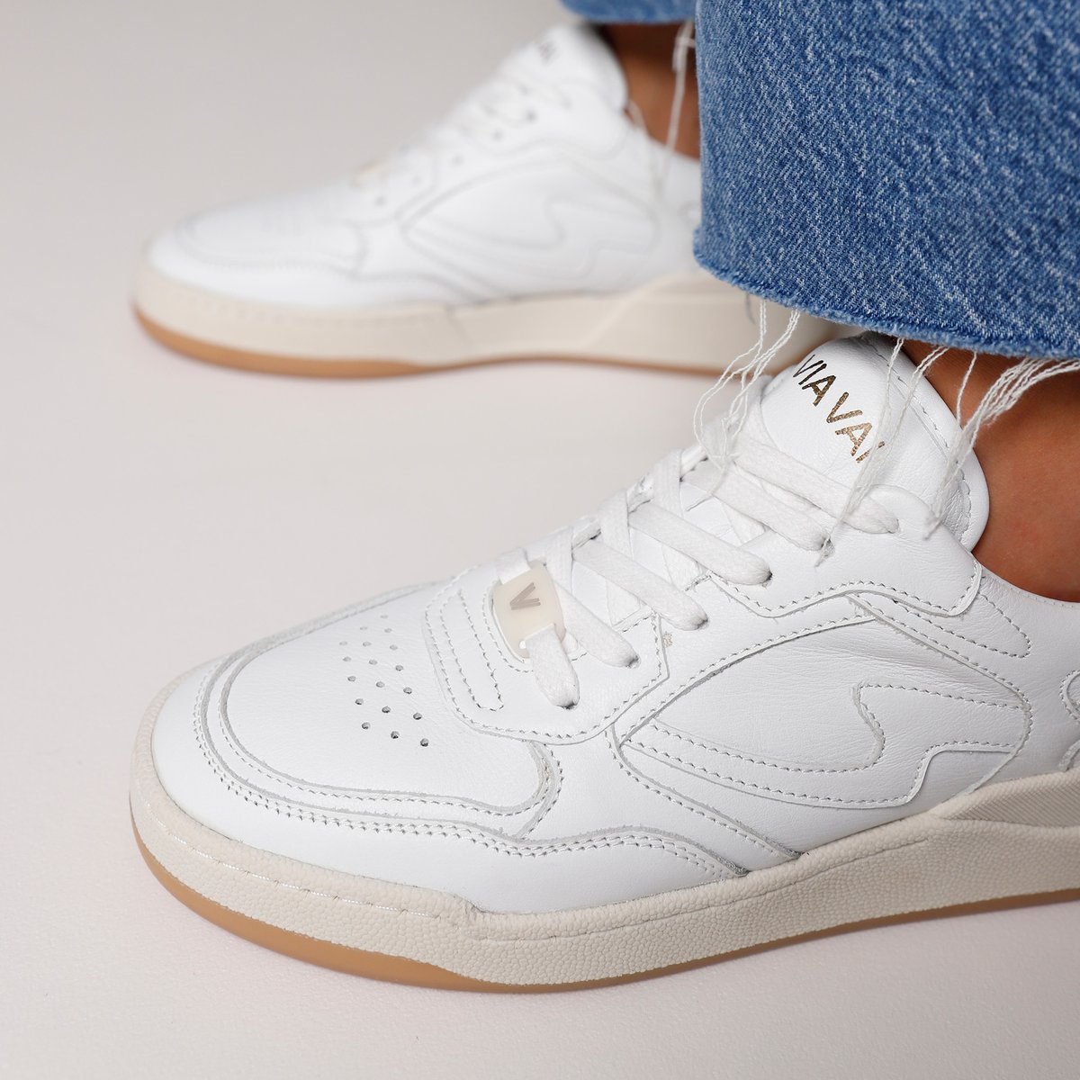 Baskets en cuir SAM LEVI blanc, VIA VAI