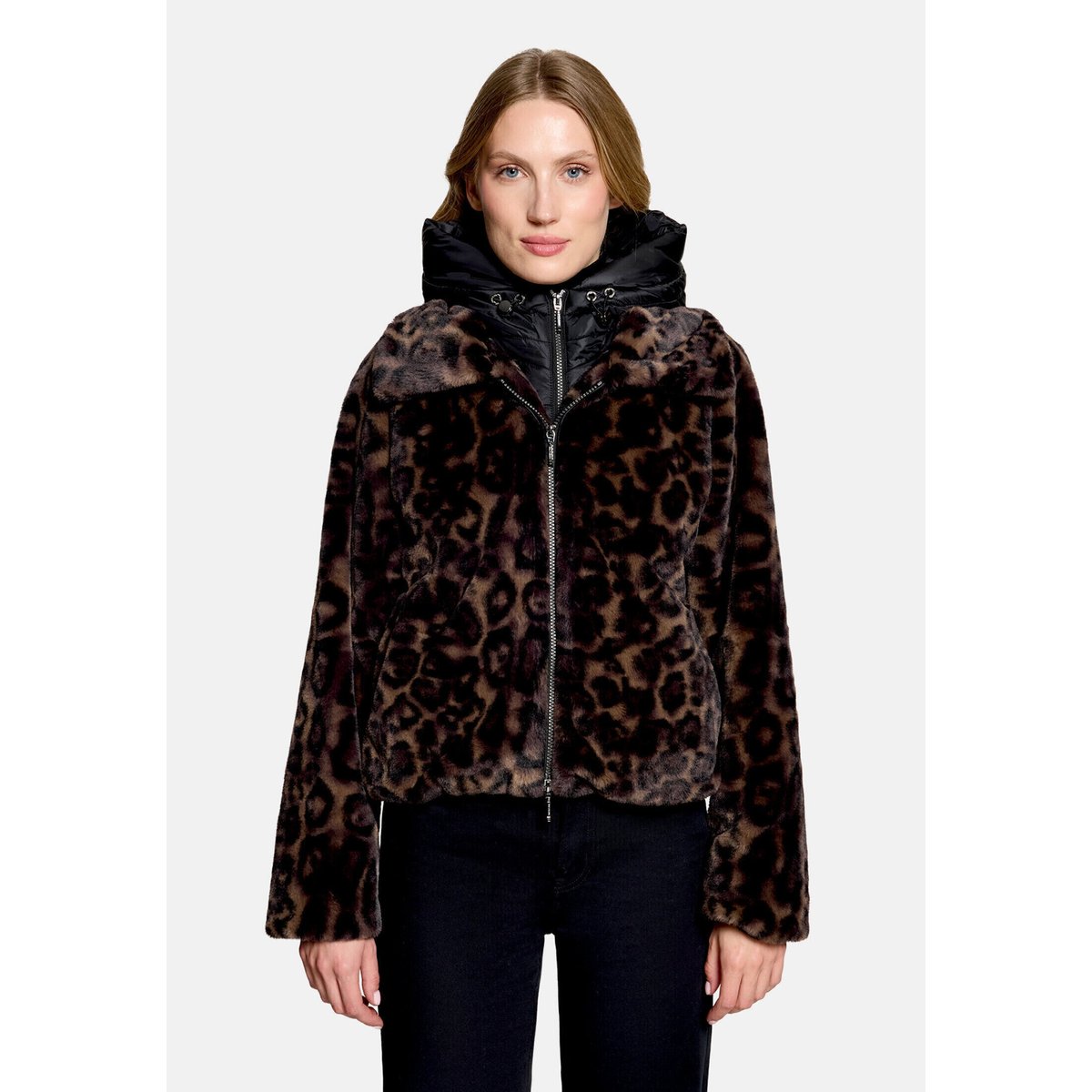 Veste en peluche avec partie veste sans manches amovible taupe/black, AMBER & JUNE