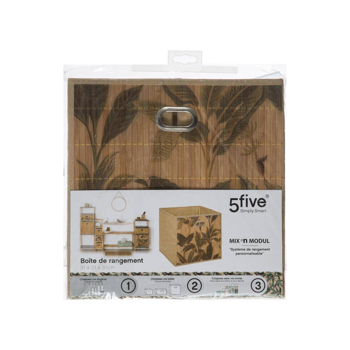 Panier de rangement à lattes en bambou MIX'N MODUL marron, 5FIVE SIMPLY SMART