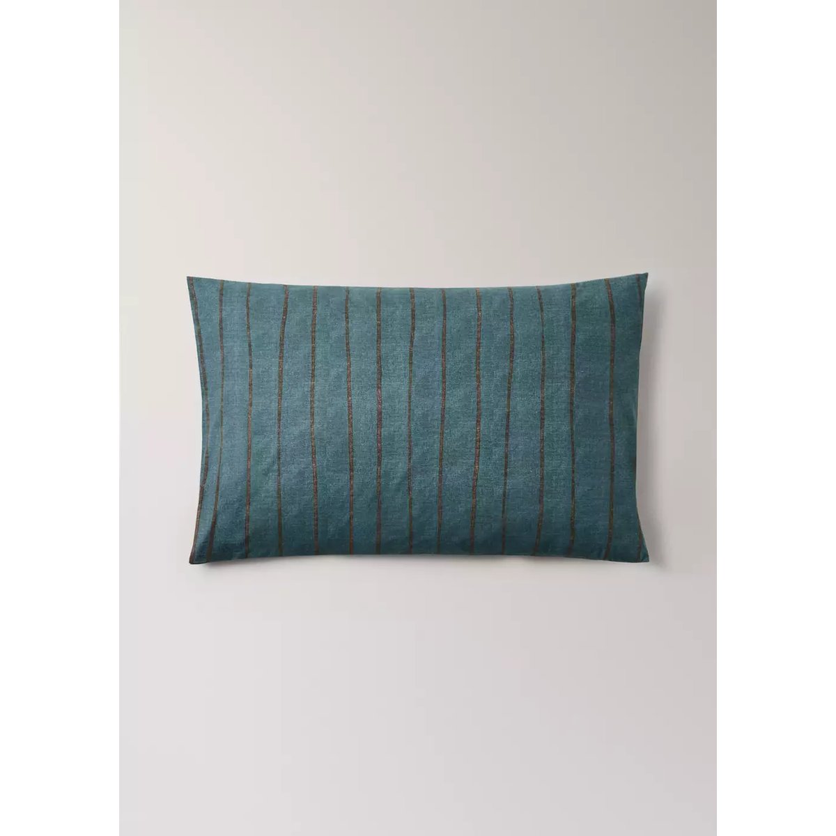Lot de 2 taies d’oreiller 100 % coton à rayures 50 x 75 cm bleu pétrole, MANGO HOME