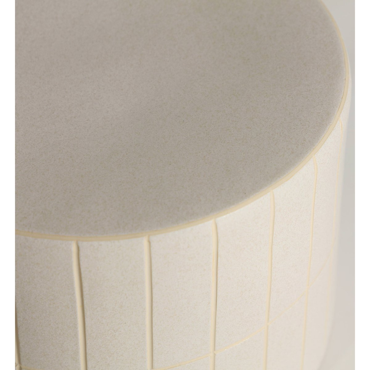 Table d'appoint ronde céramique S.CHEWY beige mat, RECOLLECTION