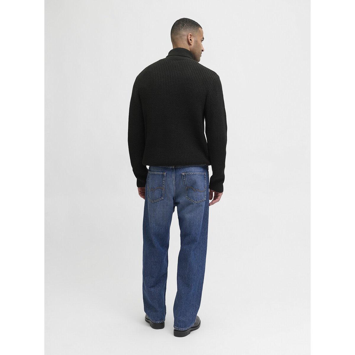 Pull col roulé en maille noir, JACK & JONES