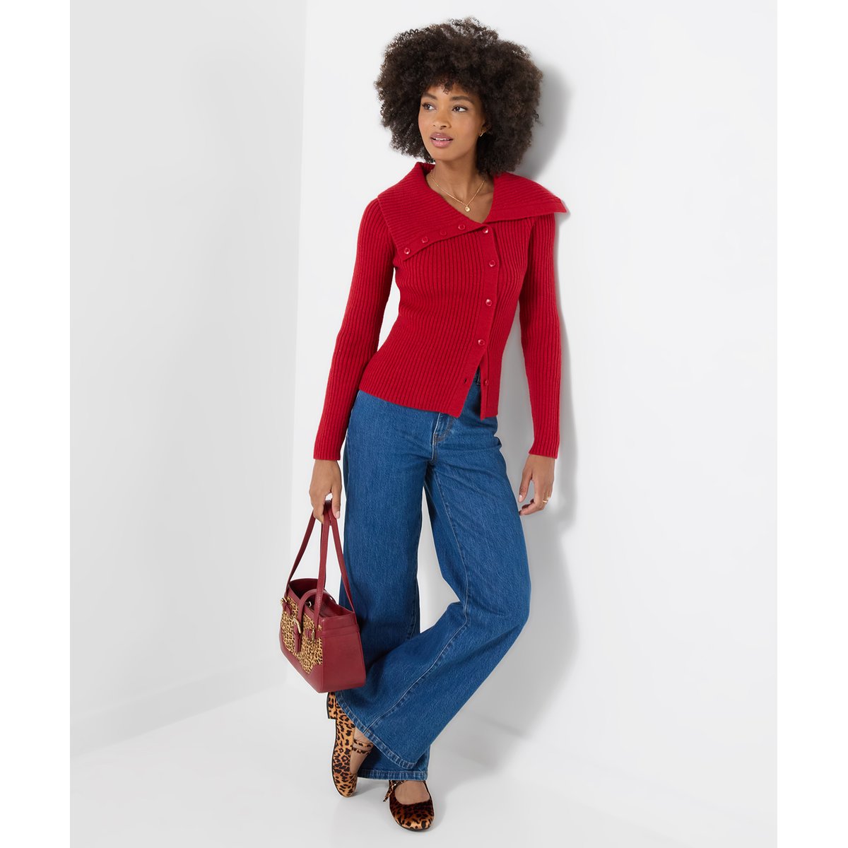 Cardigan Épaules Dénudées Dixy rouge, JOE BROWNS
