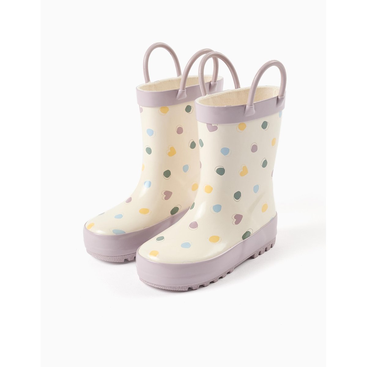 Bottes de pluie avec anses et motif à pois mauve clair, ZIPPY