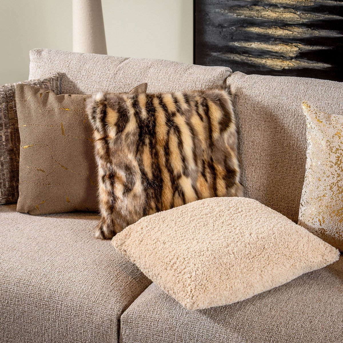 Housse de coussin Gidon brun, DUTCH DECOR