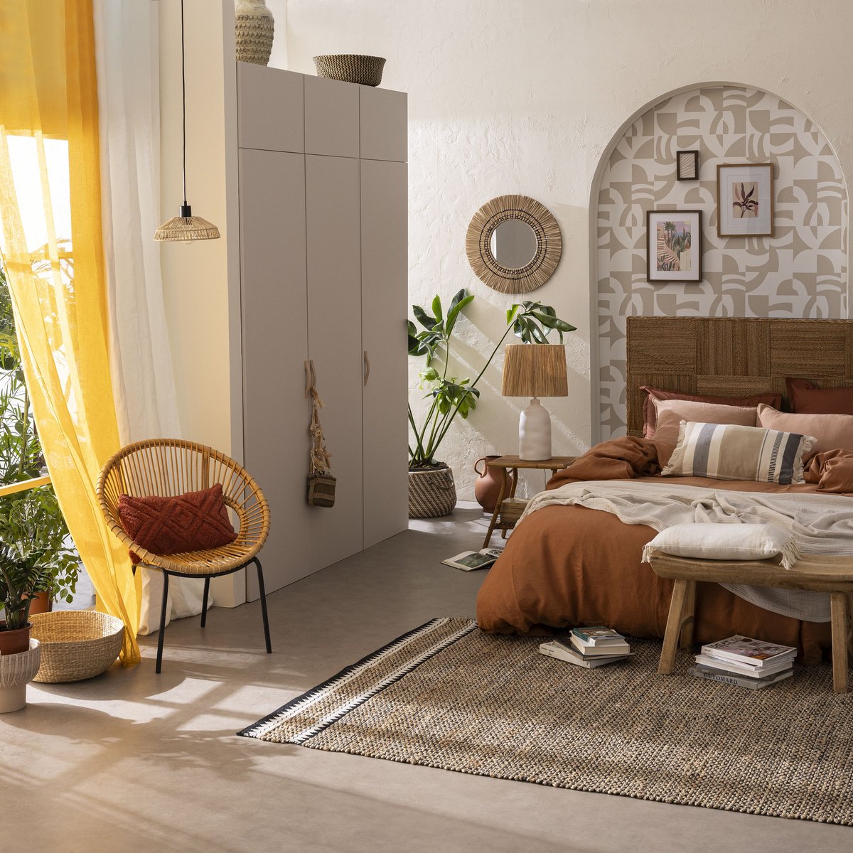 Tapis en jute tressé, MATAM naturel, noir, INSPIRE