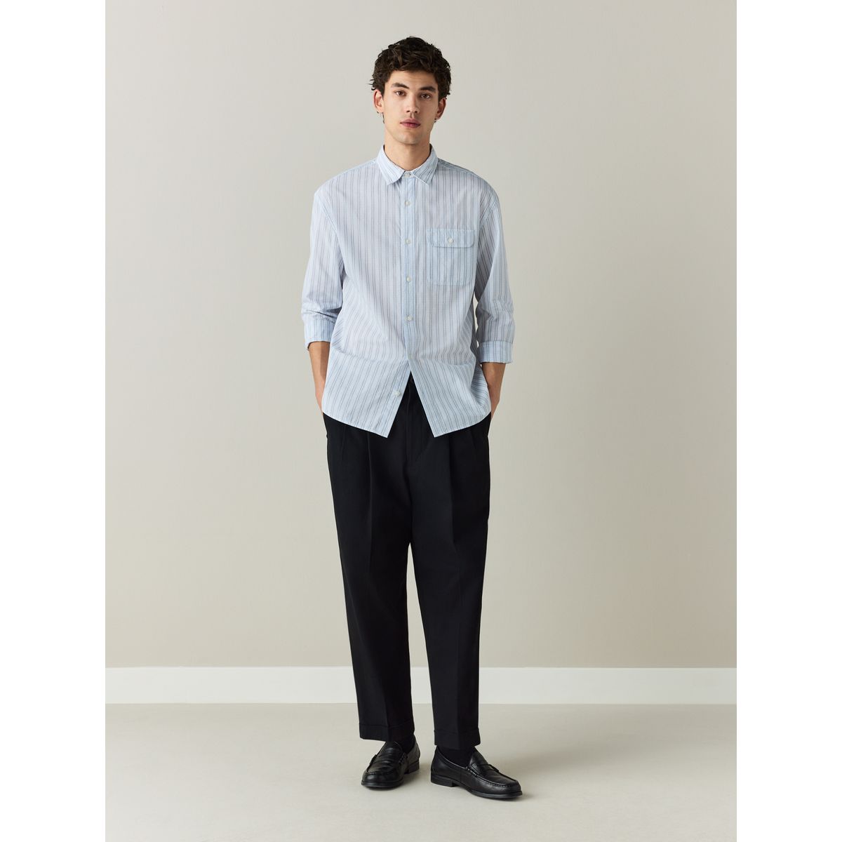 Pantalon chino bouffant à pinces n. premium noir, NEXT