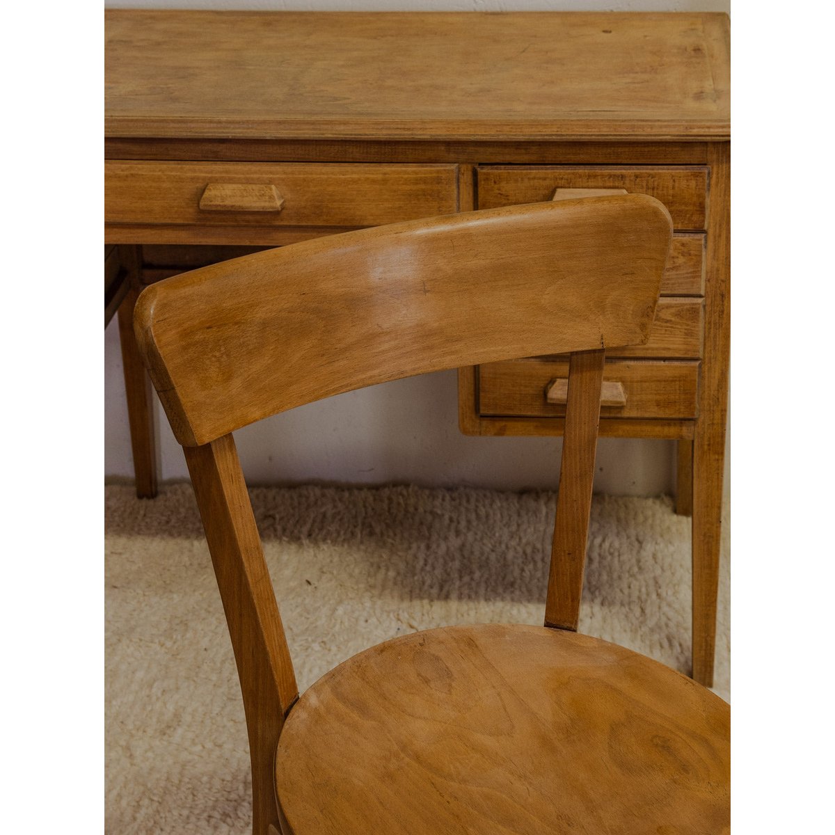 Ensemble de bureau et chaise pour enfant en bois Ange N°17 - Bon état bois clair, DEBONGOUT