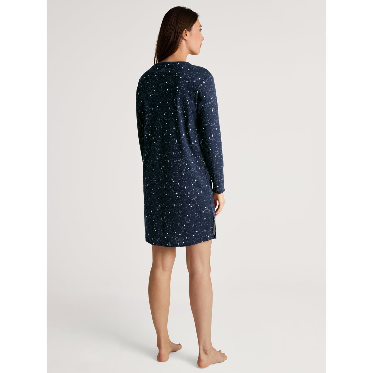 Chemise de nuit à manches longues, longueur 95 cm manches longues Coton SWEET DREAMS bleu paon, CALIDA