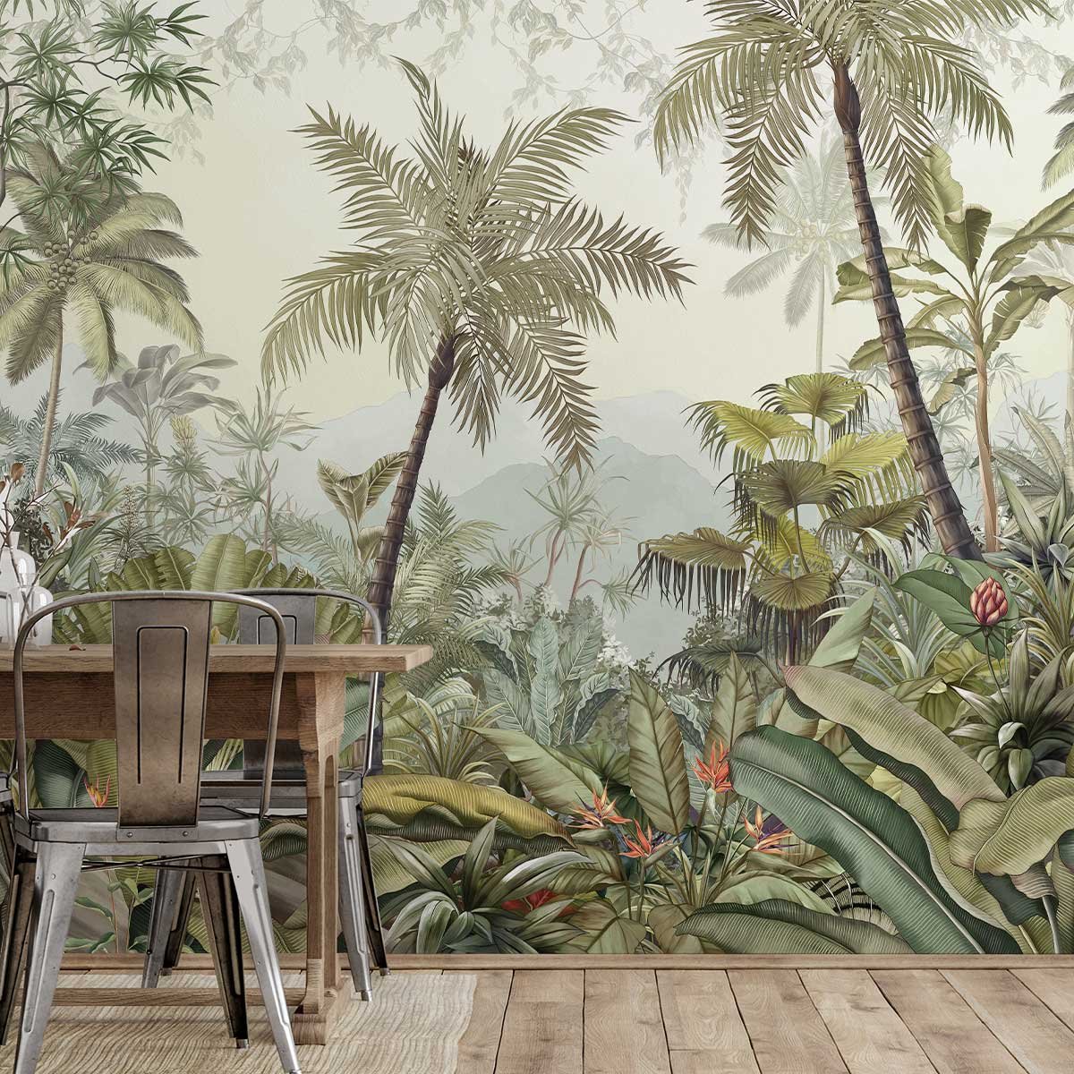 Papier peint jungle palette intissé, HEXOA