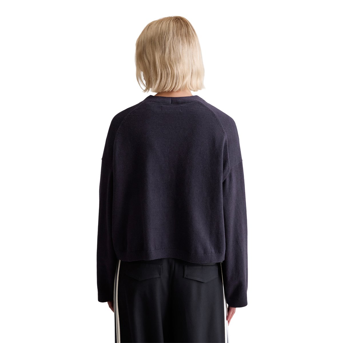 Cardigan col V relaxed en Soft Cotton Stretch bleu foncé, MARC O’POLO DENIM