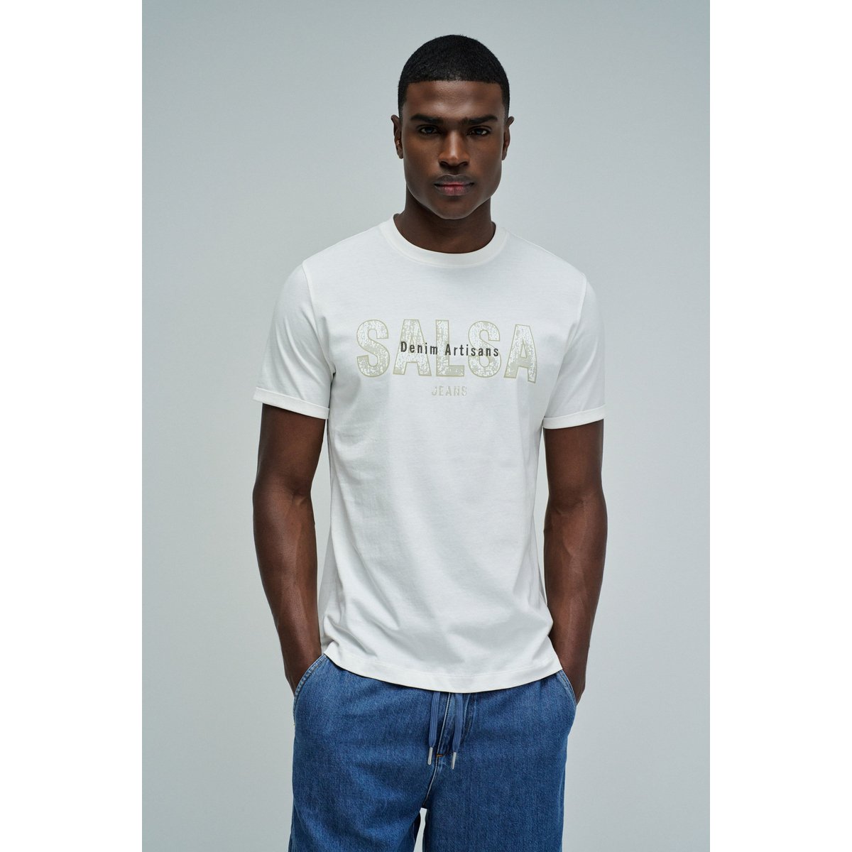 T-SHIRT AVEC BRANDING beige, SALSA JEANS