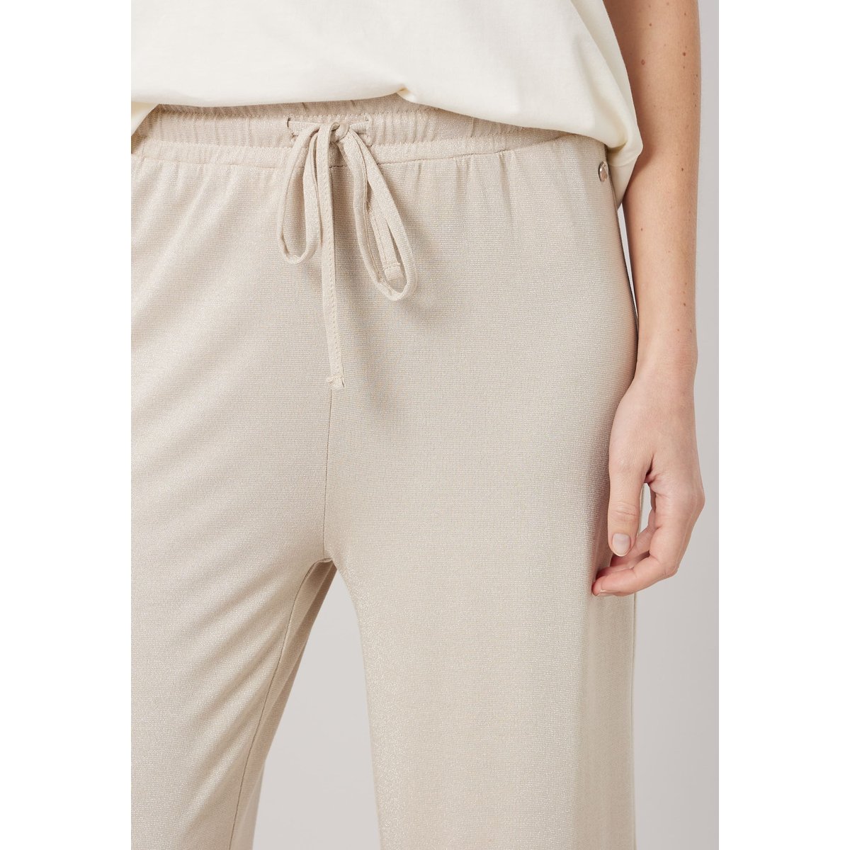 Pantalon large femme en jersey fil textile MICHKA beige, DEELUXE