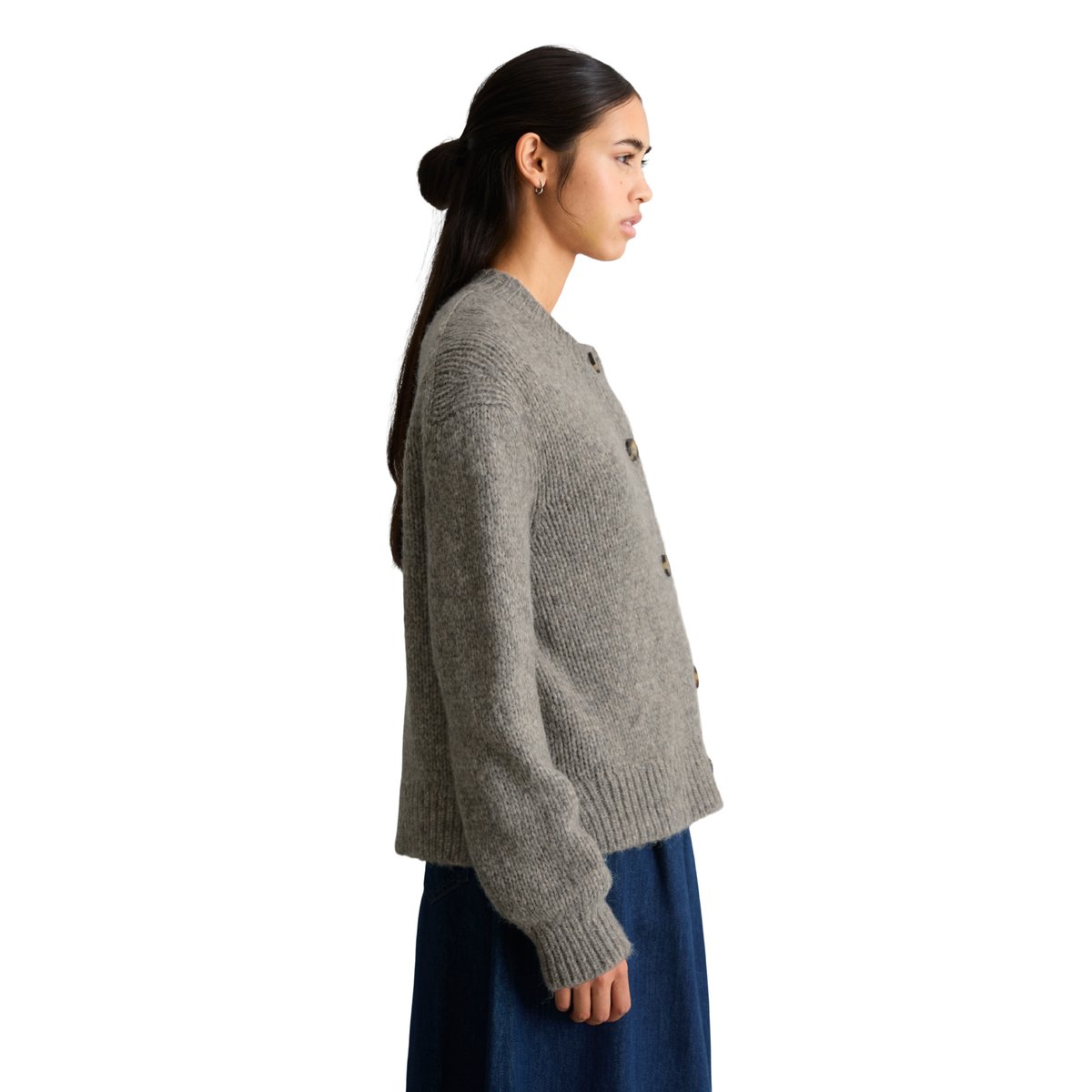 Cardigan ample en un mélange douillet de laine vierge et d'alpaga gris, MARC O’POLO DENIM