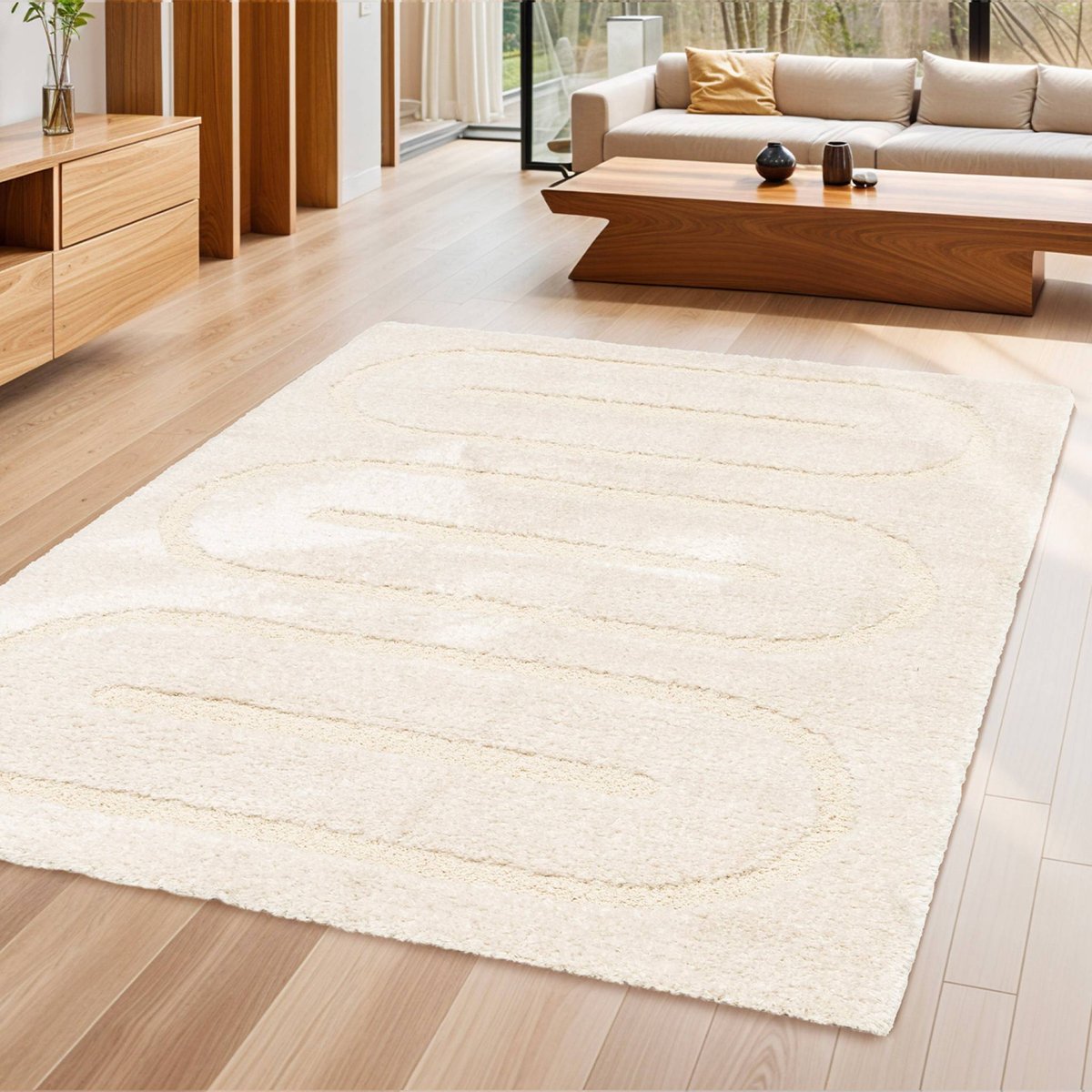 Tapis intérieur rectangulaire contemporain MAE crème, SWEEEK