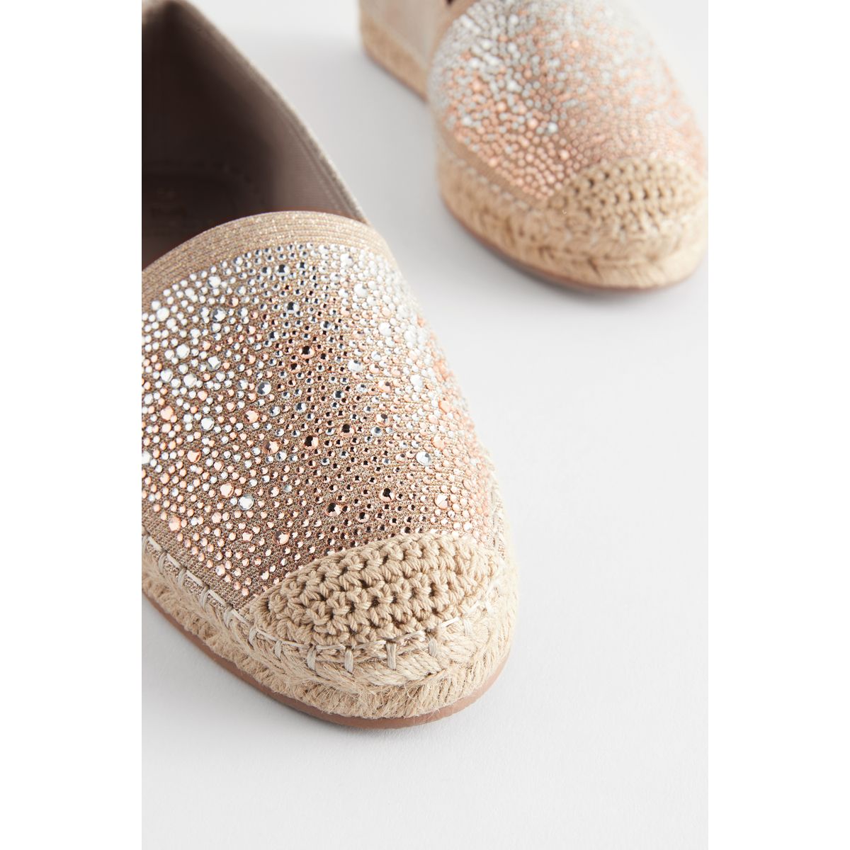 Espadrilles plates coupe classique or rose, NEXT