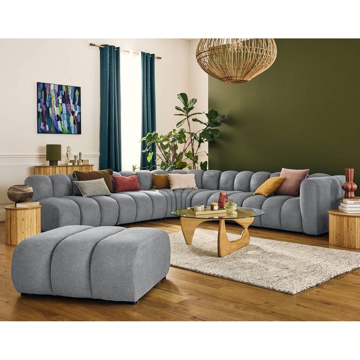 Canapé d'Angle gauche 5 places - DEBBIE gris, BEST MOBILIER