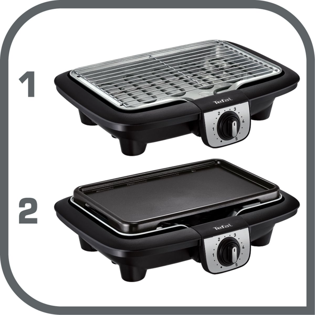 Barbecue électrique BG931812 easygrill 2 en 1 sur pieds, 35x21 cm noir, TEFAL