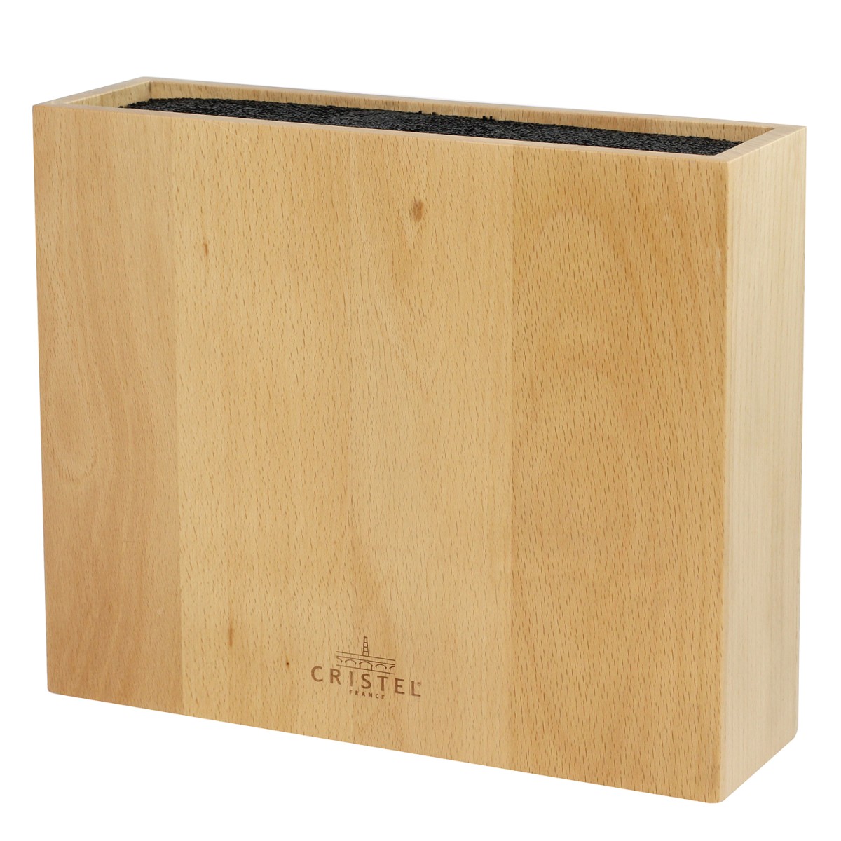 Bloc à couteaux rectangulaire en bois de hêtre pour 10 couteaux COMPLÉMENTS couleur unique, CRISTEL
