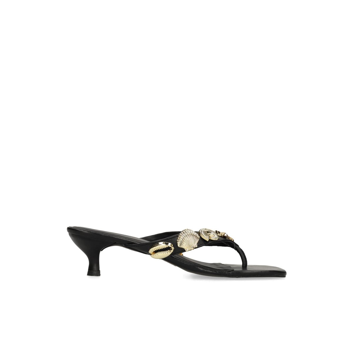 Mules à talon en cuir noir, SACHA