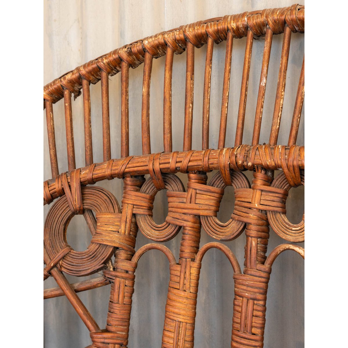Grand fauteuil en osier Ernest N°1097 - Bon état bois foncé, DEBONGOUT