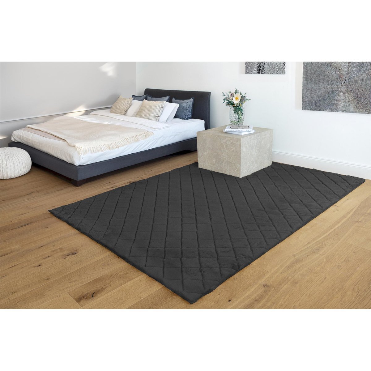 Tapis rectangulaire tufté, Imala noir profond uni, ARTE ESPINA