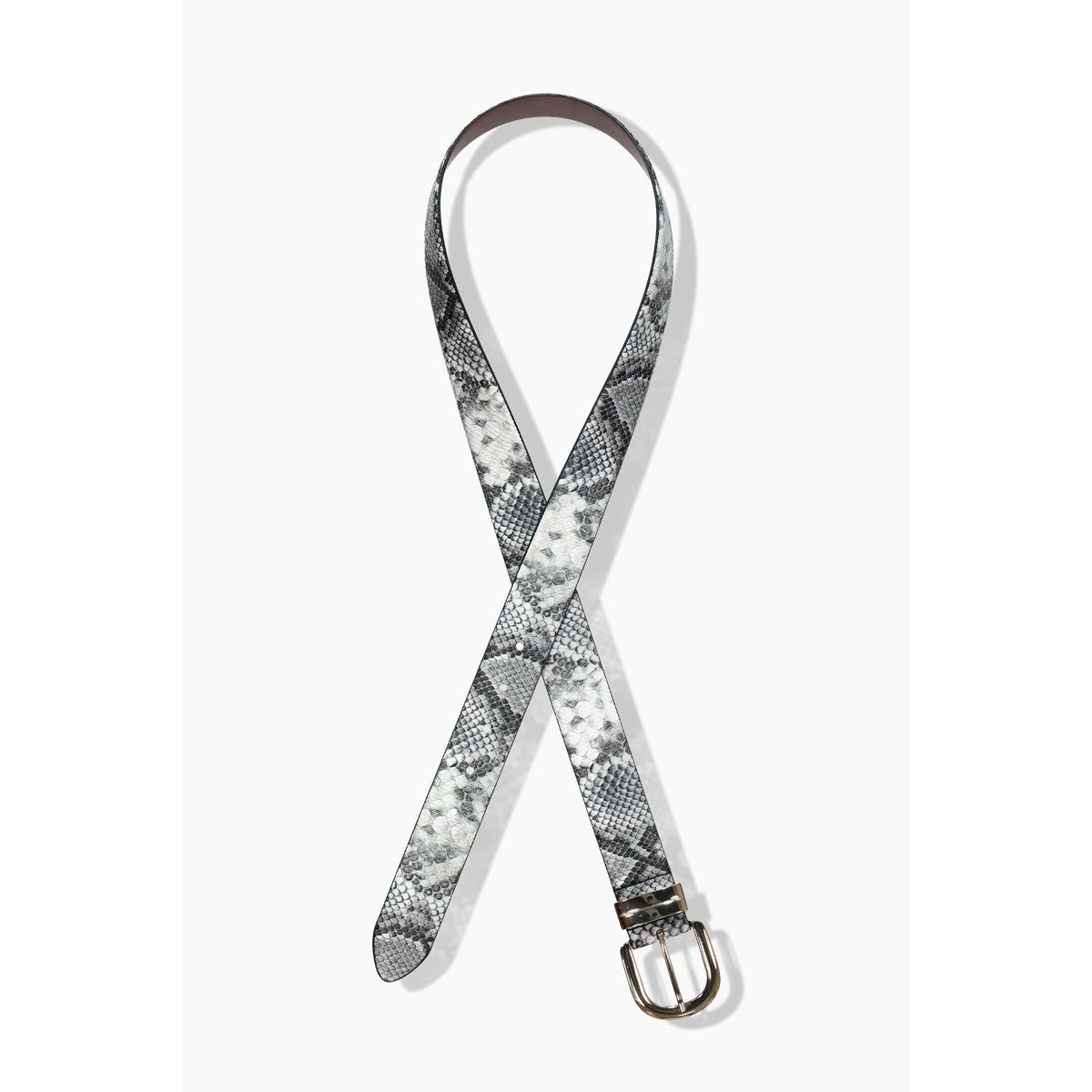 Ceinture en cuir, aspect peau de serpent noir, ULLA POPKEN