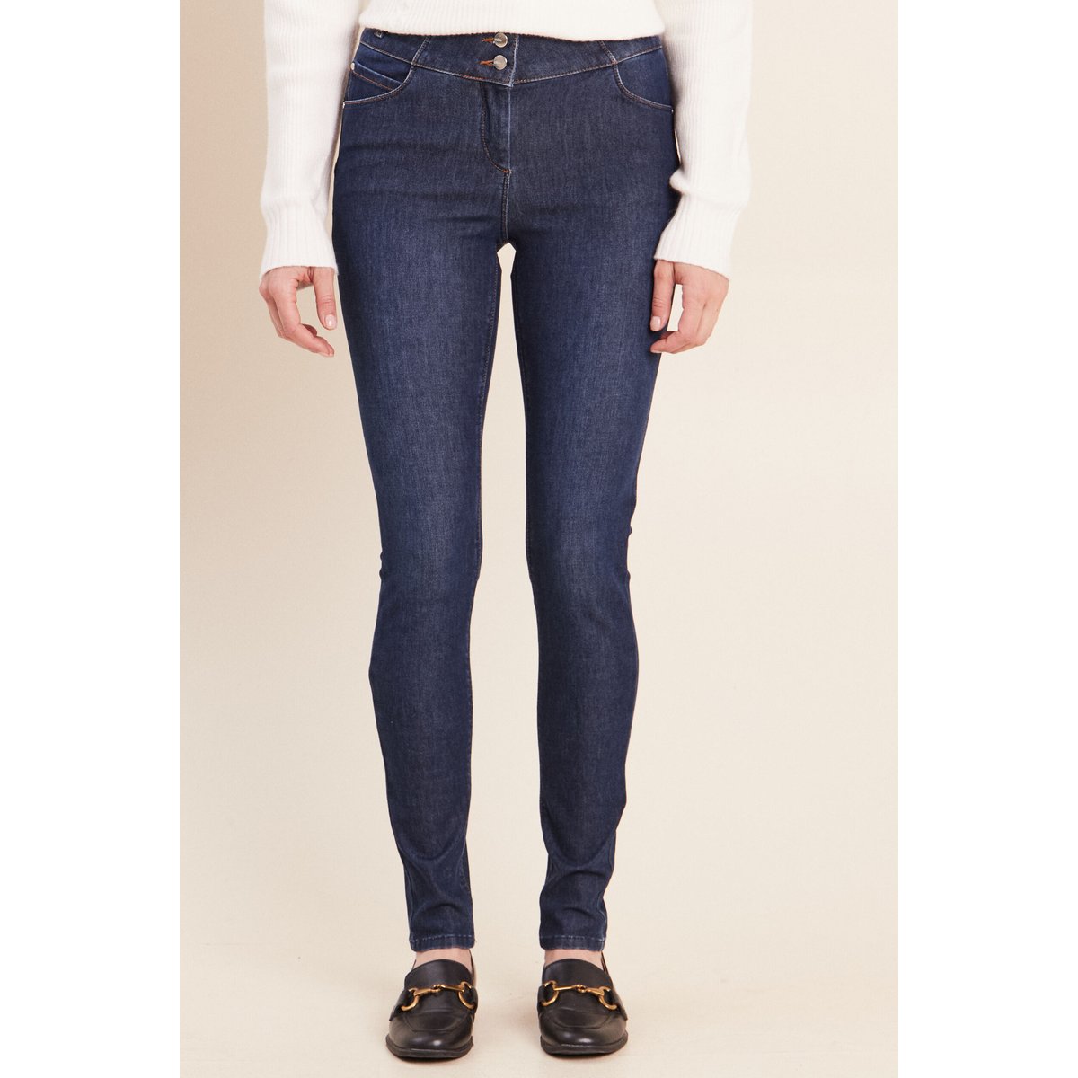 Jean ajusté taille haute stretch denim brut, BREAL