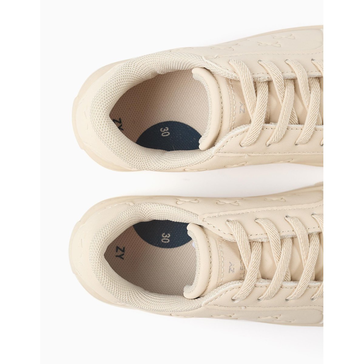 Baskets avec nœuds en relief et lacets élastiques beige, ZIPPY